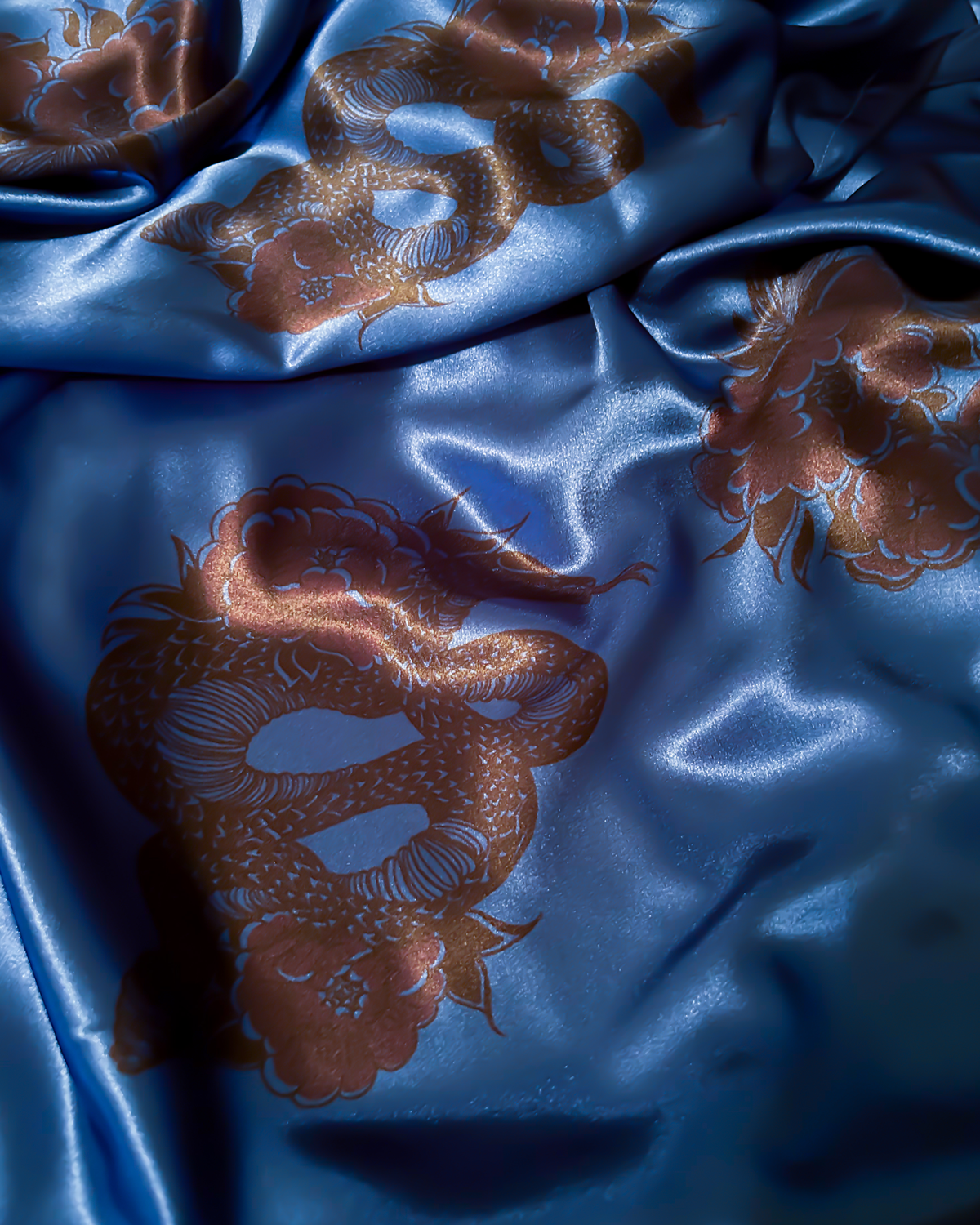 PEONIES/SNAKES ON ROYAL - SATIN