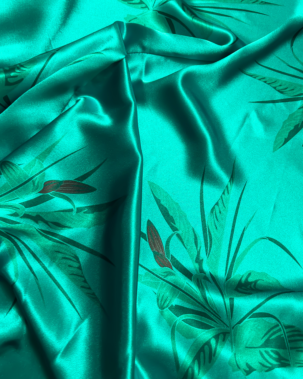 PEACE LILY ON TEAL - SATIN