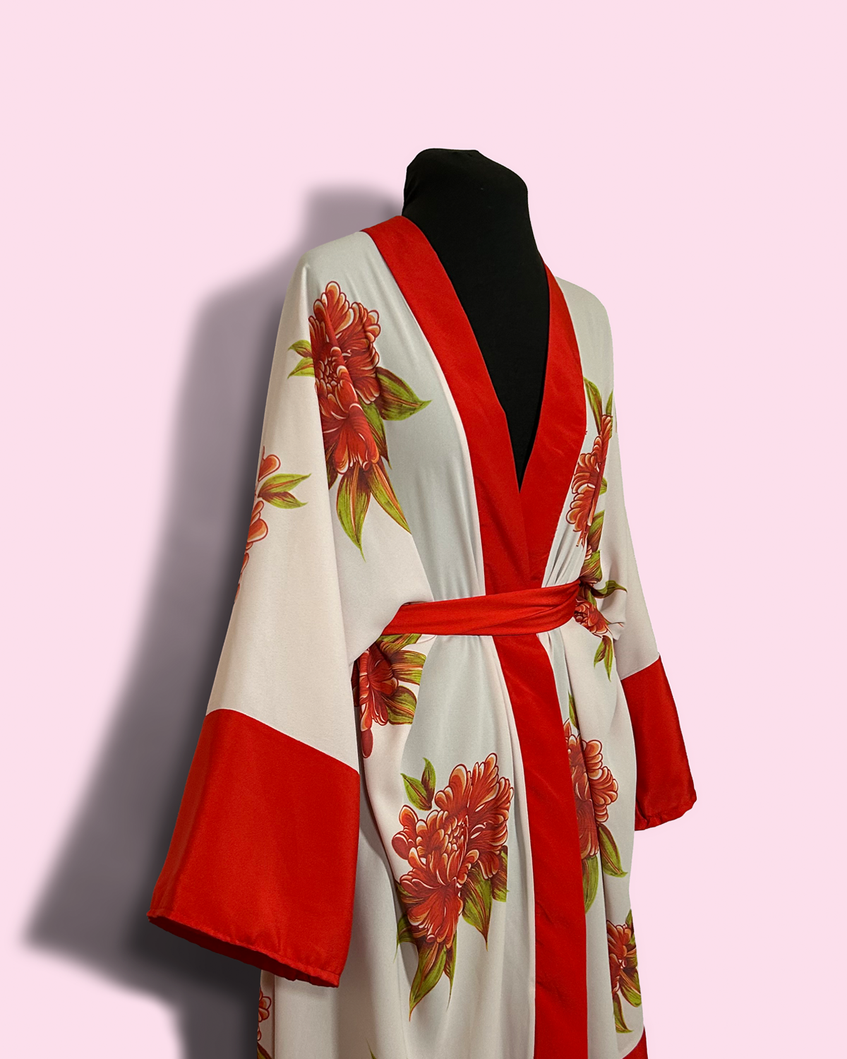 PEONIES/RED - GEORGETTE (SAMPLE)