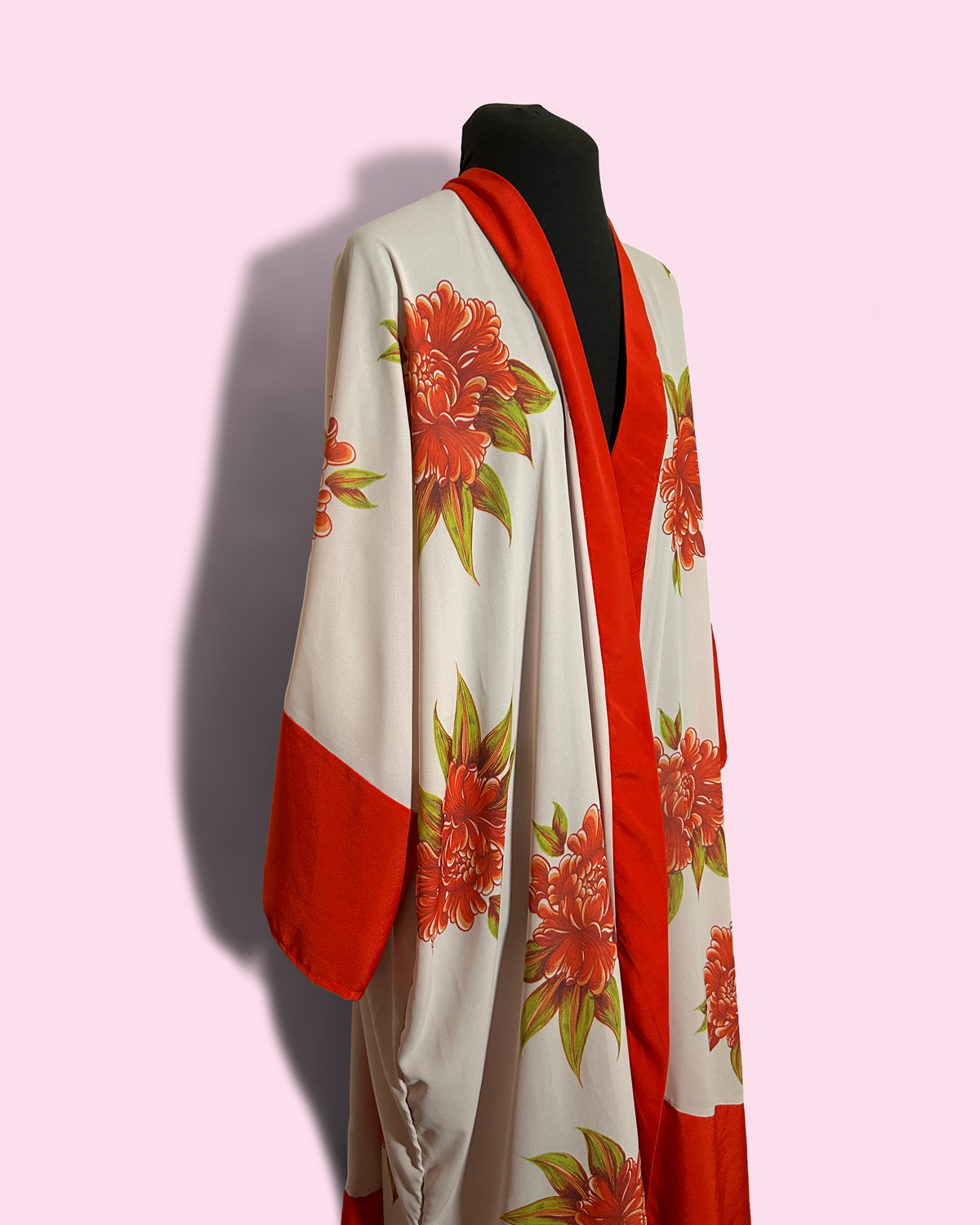 PEONIES/RED - GEORGETTE (SAMPLE)