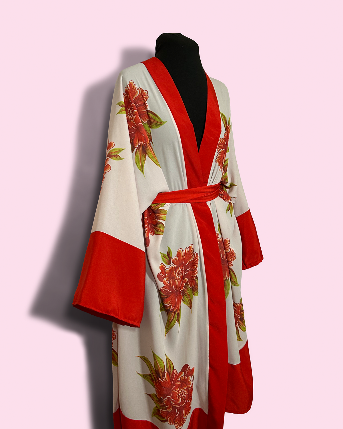 PEONIES/RED - GEORGETTE (SAMPLE)