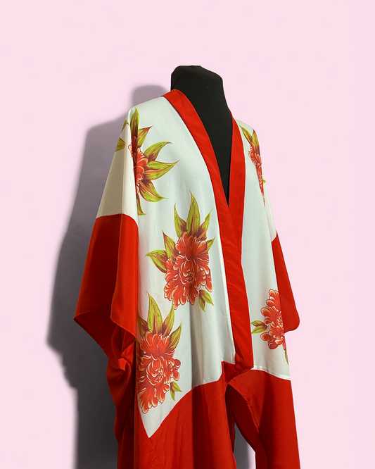 PEONIES KAFTAN ROBE - GEORGETTE (Sample)