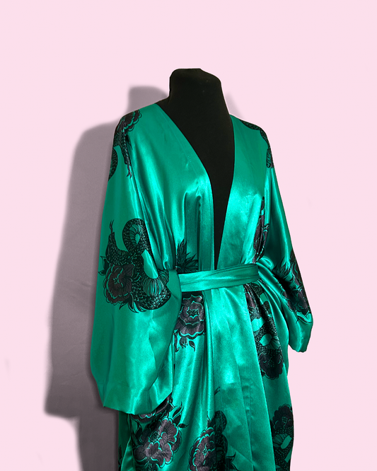 PEONIES/SNAKES ON TEAL - SATIN